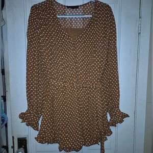 Nwot Endless Rose Brown Polka Dot Romper Small